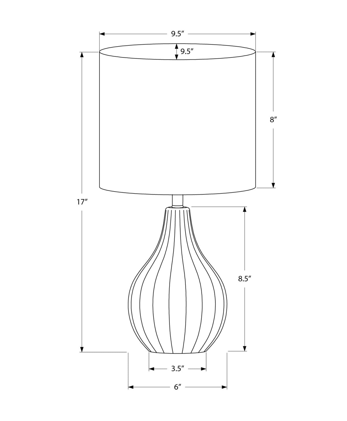 LIGHTING - 17"H TABLE LAMP GREY CERAMIC / IVORY SHADE