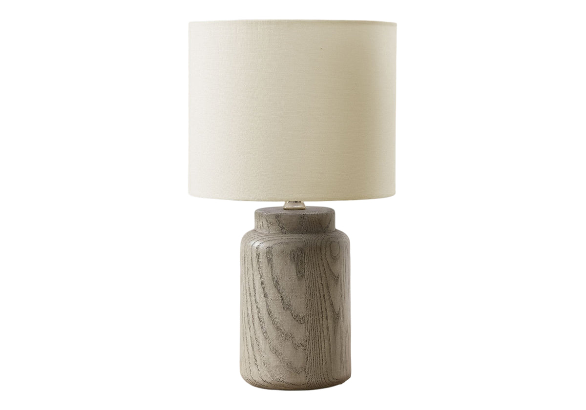 LIGHTING - 17"H TABLE LAMP TAUPE RESIN / IVORY SHADE