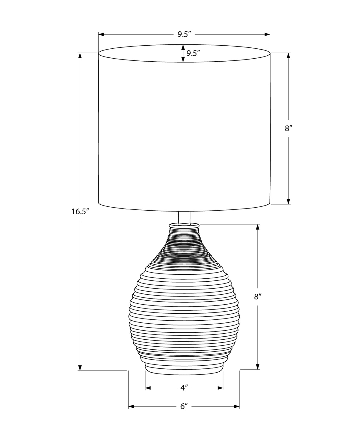 LIGHTING - 17"H TABLE LAMP BROWN RESIN / IVORY SHADE