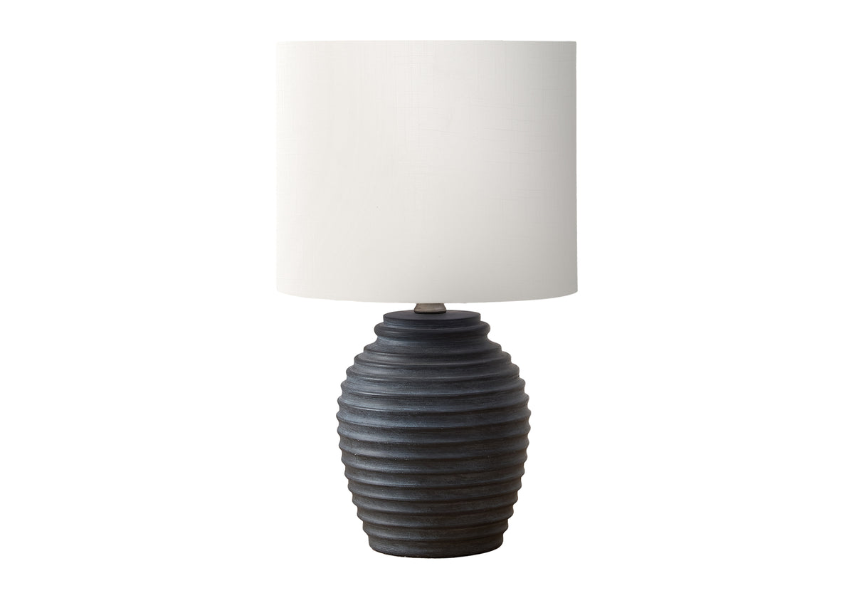 LIGHTING - 17"H TABLE LAMP BLACK RESIN / IVORY SHADE