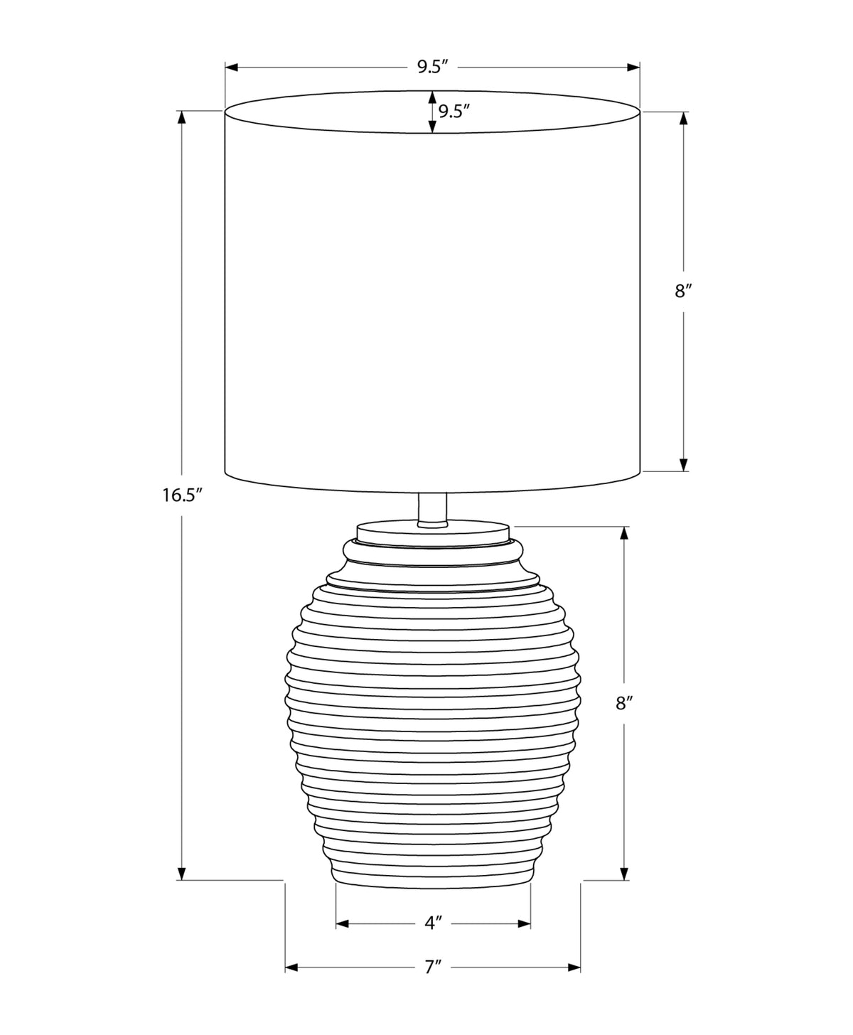 LIGHTING - 17"H TABLE LAMP BLACK RESIN / IVORY SHADE