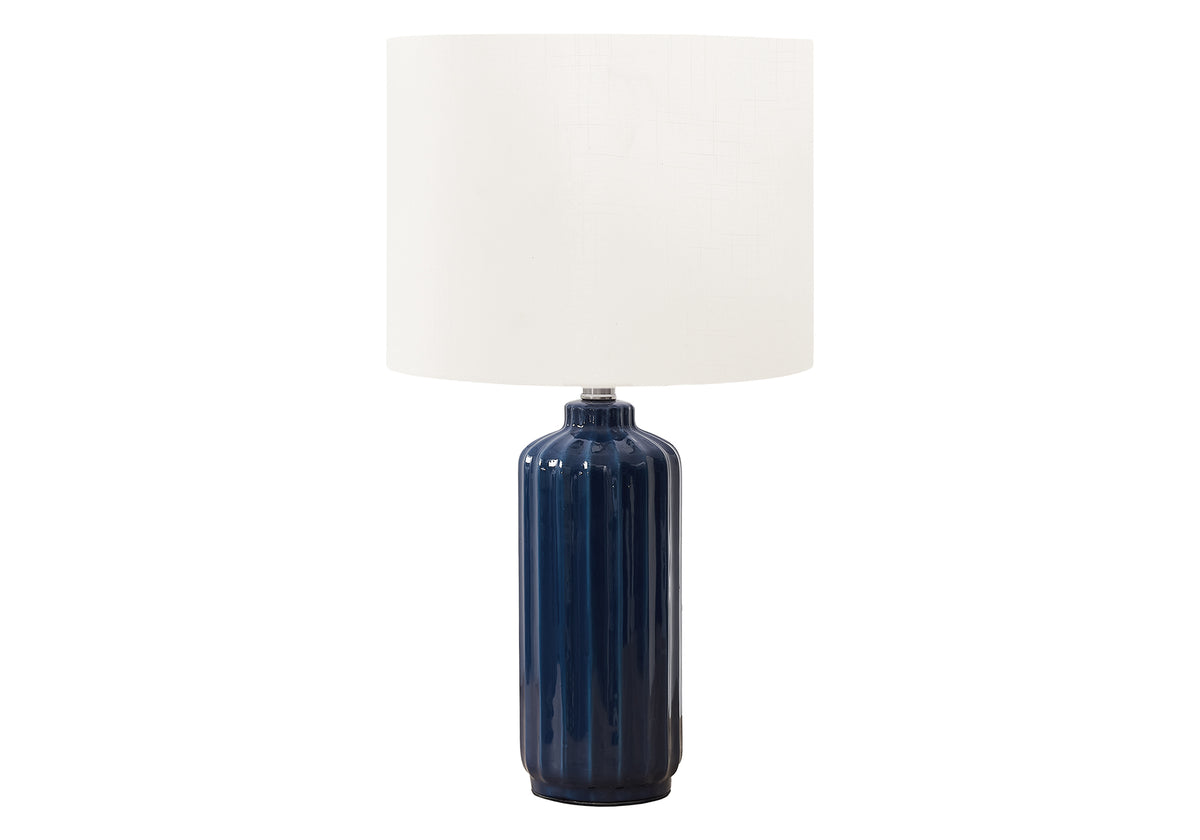 LIGHTING - 23"H TABLE LAMP BLUE CERAMIC / IVORY SHADE
