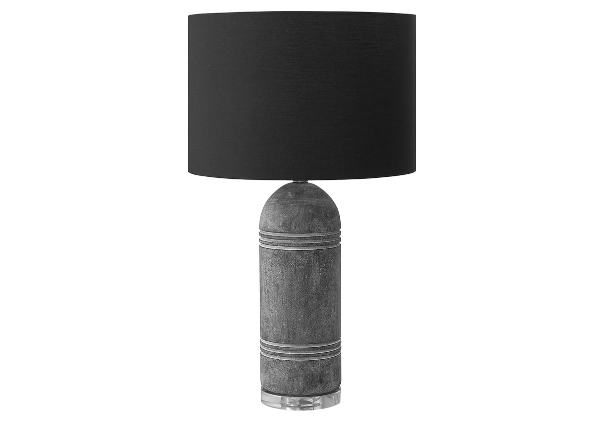 LIGHTING - 28"H TABLE LAMP GREY RESIN / BLACK SHADE