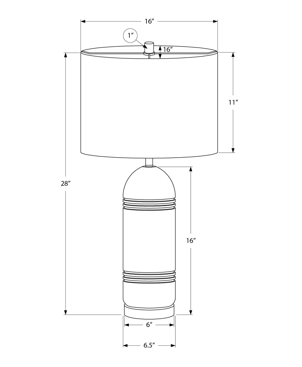 LIGHTING - 28"H TABLE LAMP GREY RESIN / BLACK SHADE