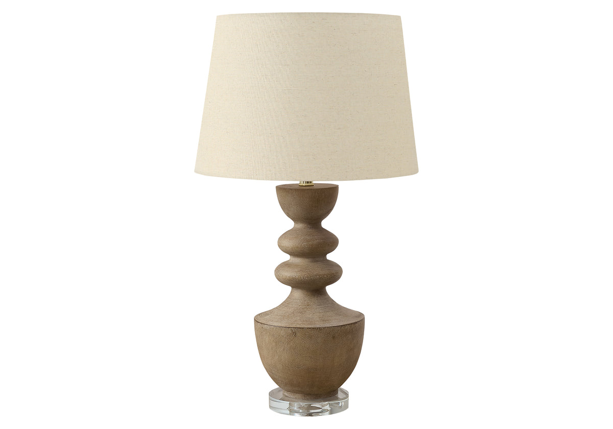 LIGHTING - 28"H TABLE LAMP BROWN RESIN  / BEIGE SHADE