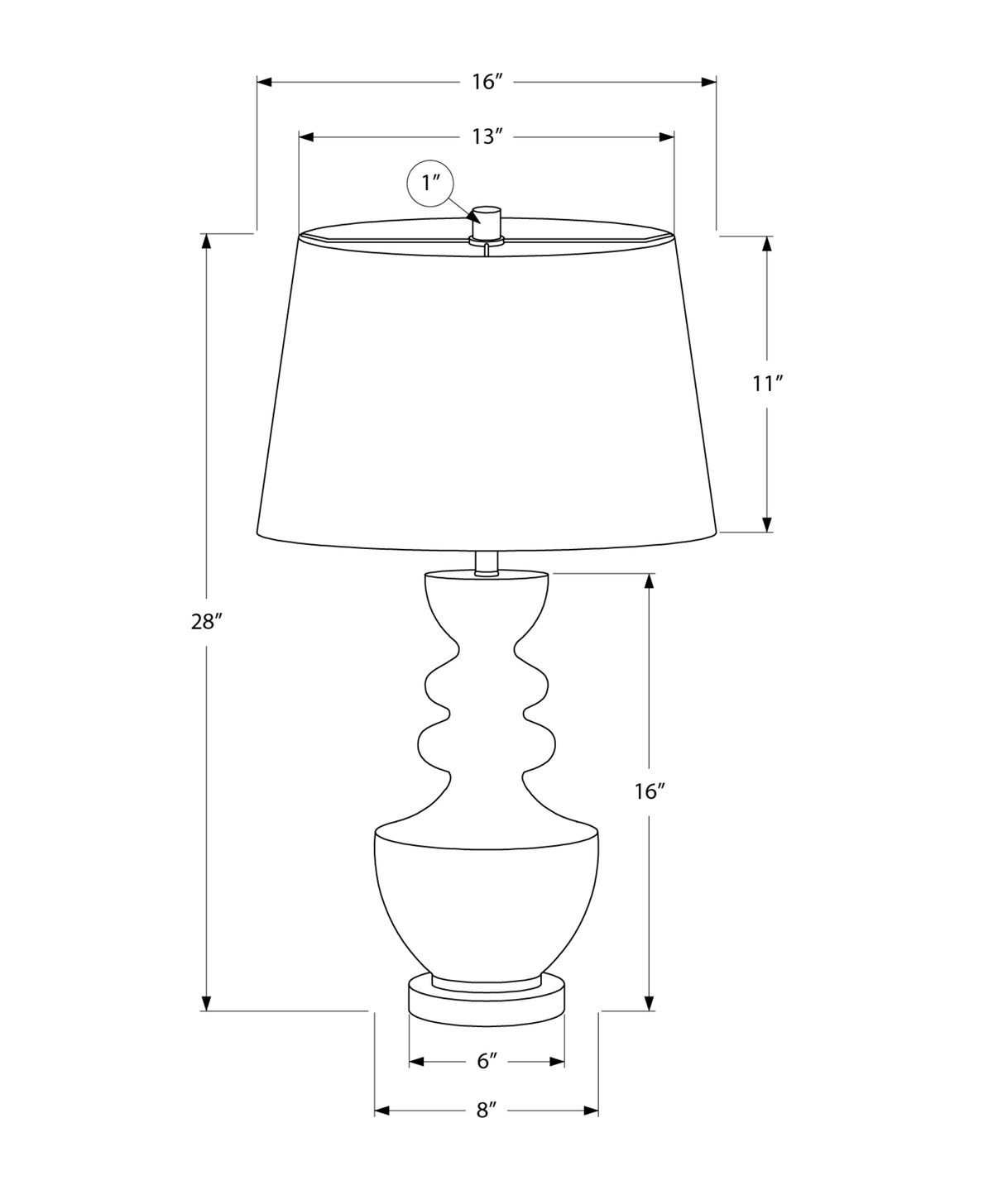 LIGHTING - 28"H TABLE LAMP BROWN RESIN  / BEIGE SHADE
