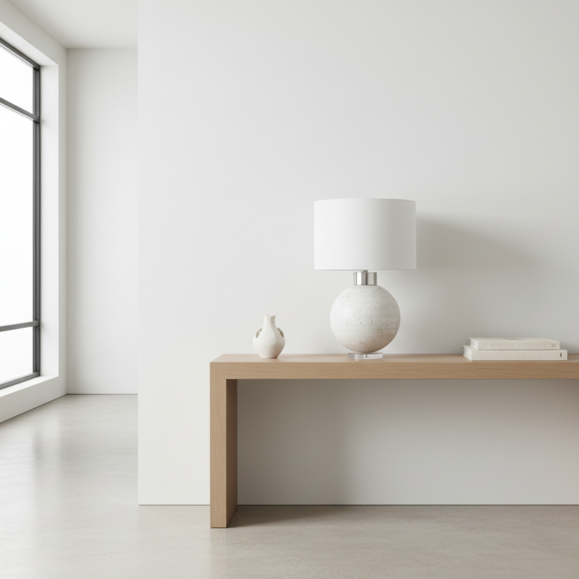 LIGHTING - TABLE LAMP 27"H BEIGE RESIN IVORY / CREAM SHADE