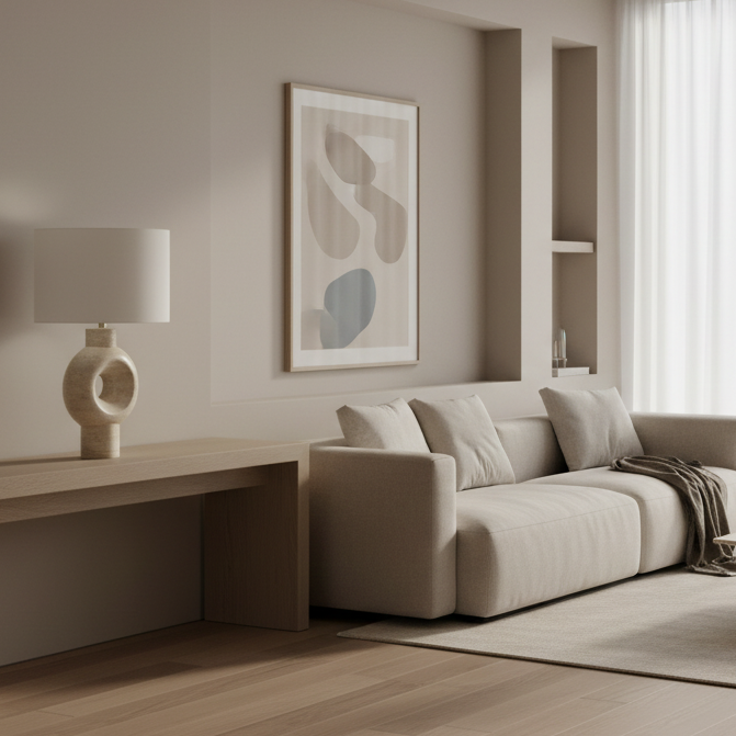 LIGHTING - 28"H TABLE LAMP BEIGE RESIN IVORY / CREAM SHADE