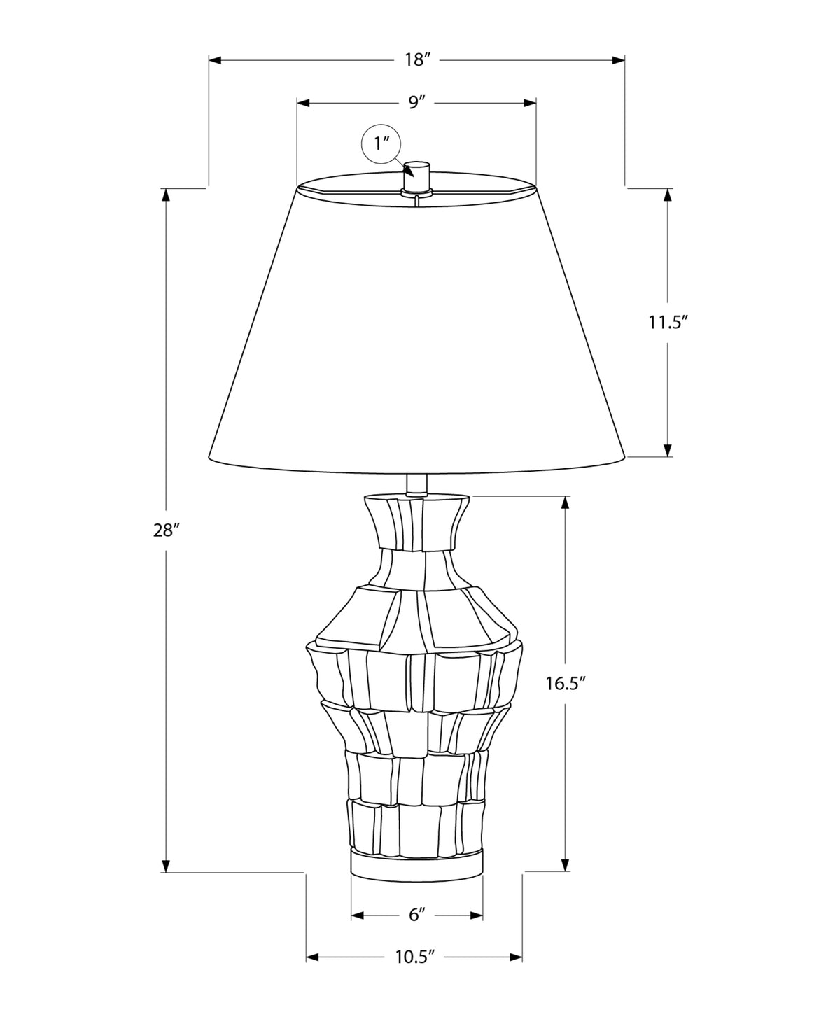 LIGHTING - 28"H TABLE LAMP BEIGE RESIN / IVORY SHADE