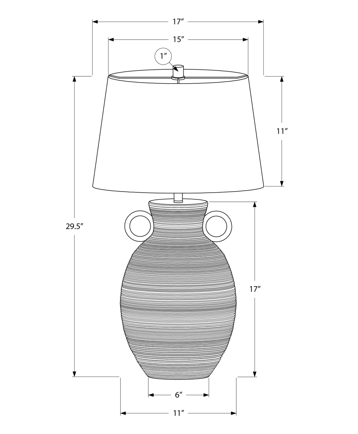 LIGHTING - 30"H TABLE LAMP WHITE CERAMIC / IVORY SHADE