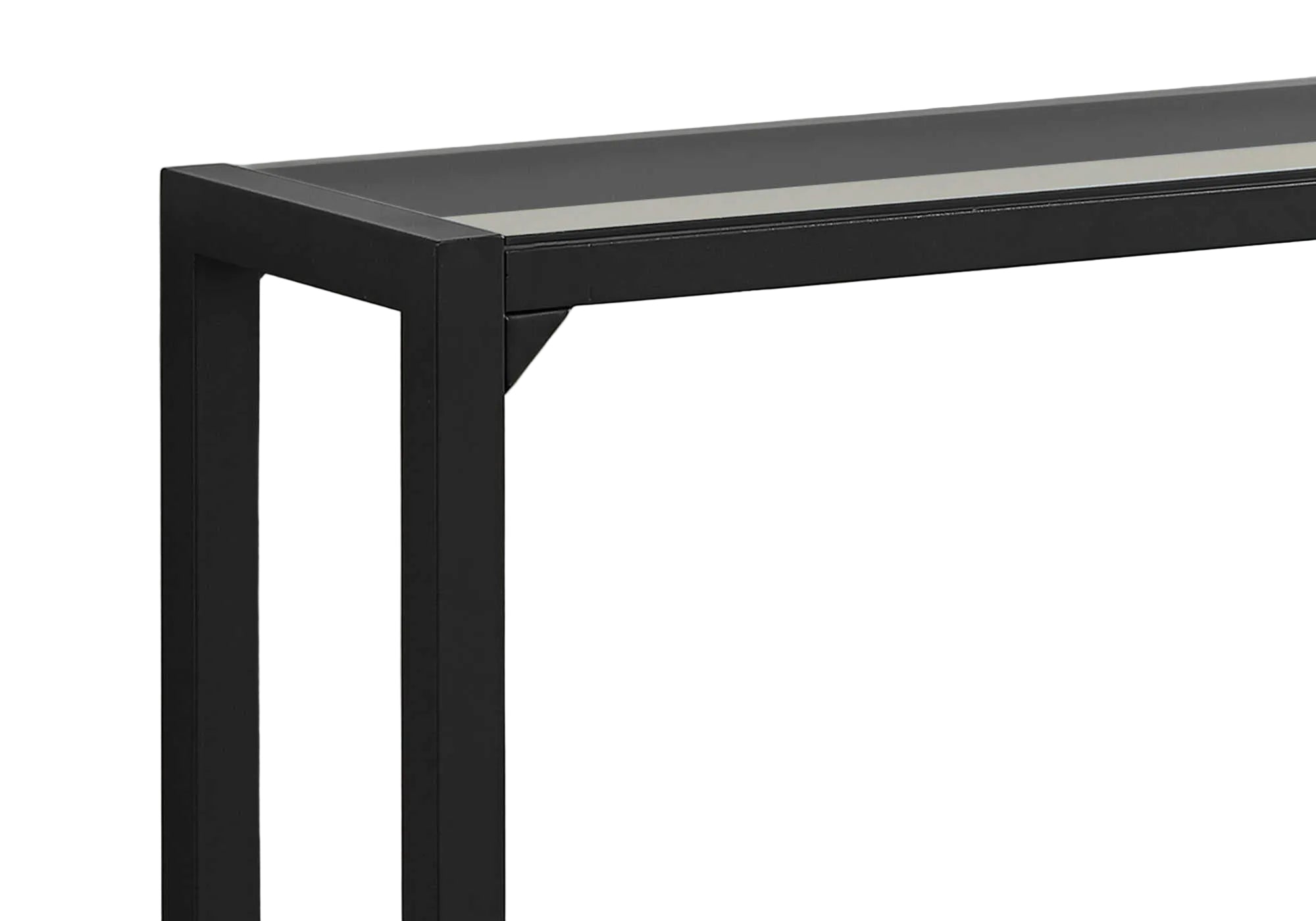 ACCENT TABLE - 42"L / BLACK / TEMPERED GLASS HALL CONSOLE