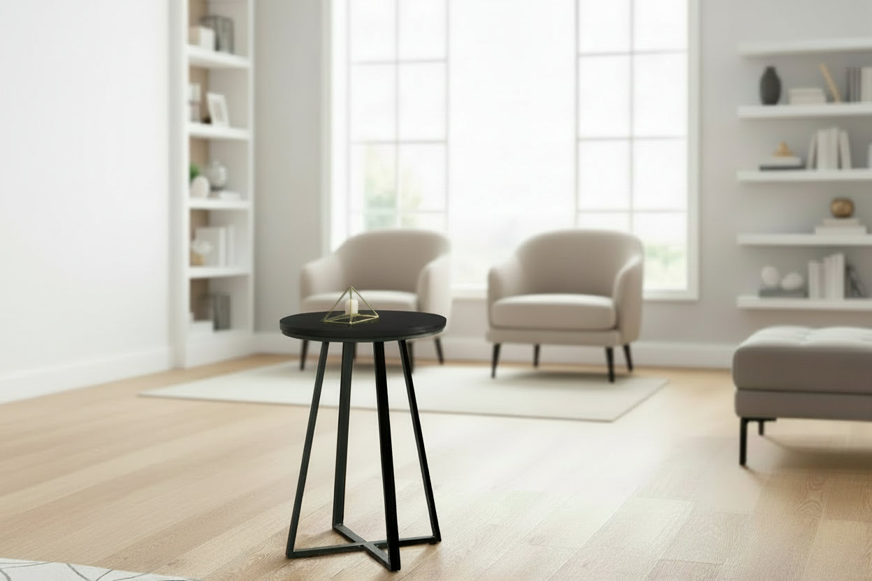 ACCENT TABLE - 22"H / BLACK / BLACK METAL