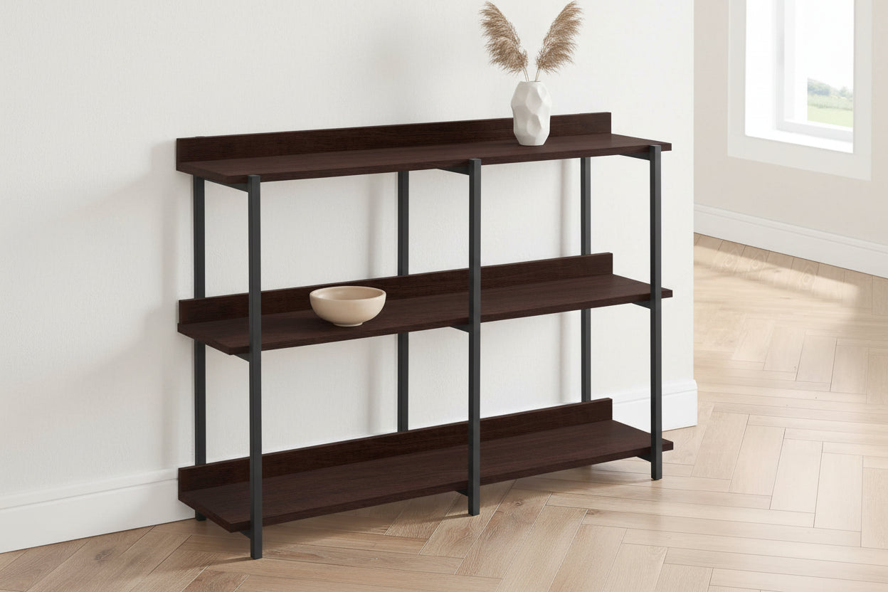 TABLE D'APPOINT - 48"L / ESPRESSO / CONSOLE D'ENTRÉE EN MÉTAL NOIR