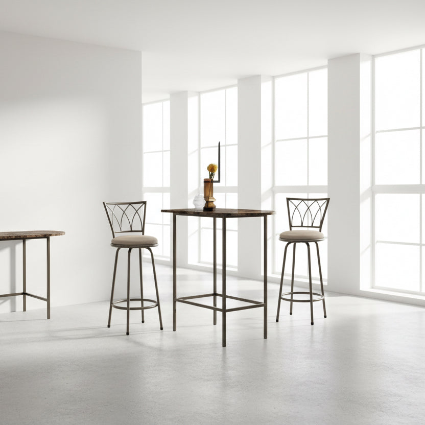 HOME BAR - 24"X 36" / ESPRESSO MARBLE / METAL