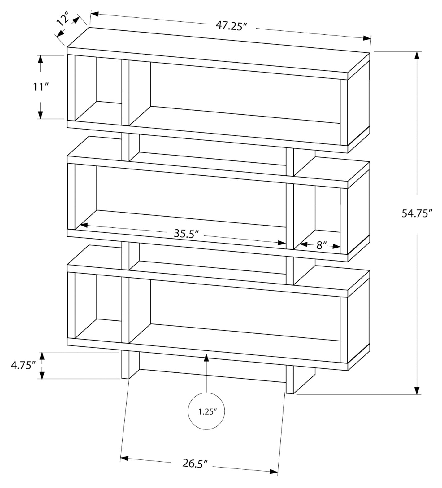 BIBLIOTHÈQUE - 55"H / BLANC STYLE MODERNE