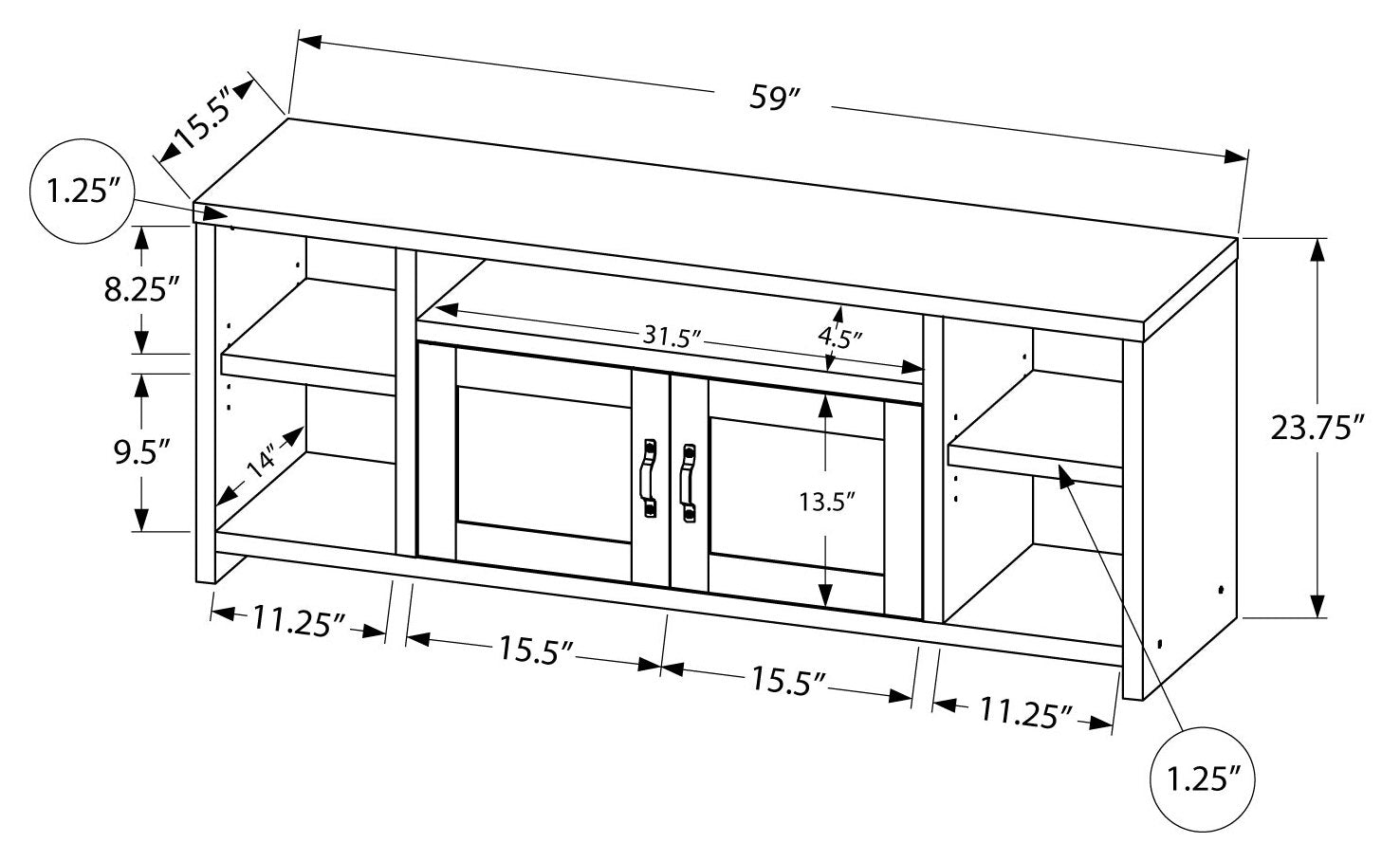 TV STAND - 60"L / BLACK RECLAIMED WOOD-LOOK