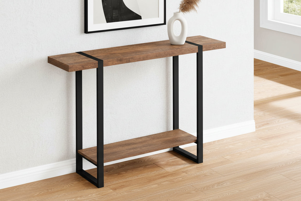 TABLE D'APPOINT - 48"L / ASPECT BOIS RÉCUPÉRÉ BRUN / NOIR