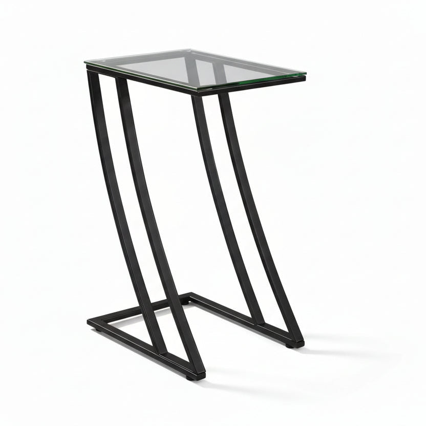 ACCENT TABLE - BLACK METAL WITH TEMPERED GLASS