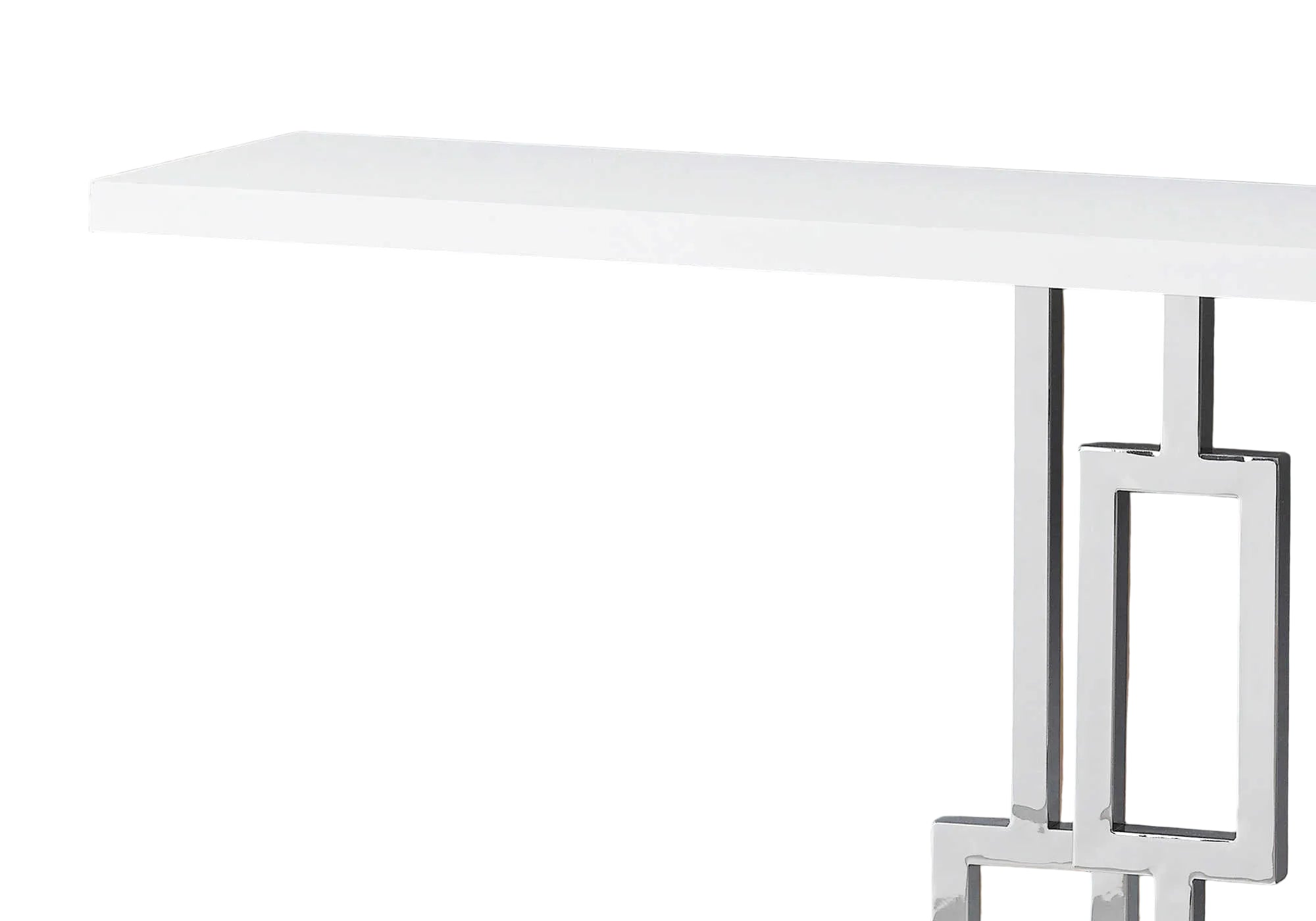 TABLE D'APPOINT - 48"L / BLANC BRILLANT / MÉTAL CHROME