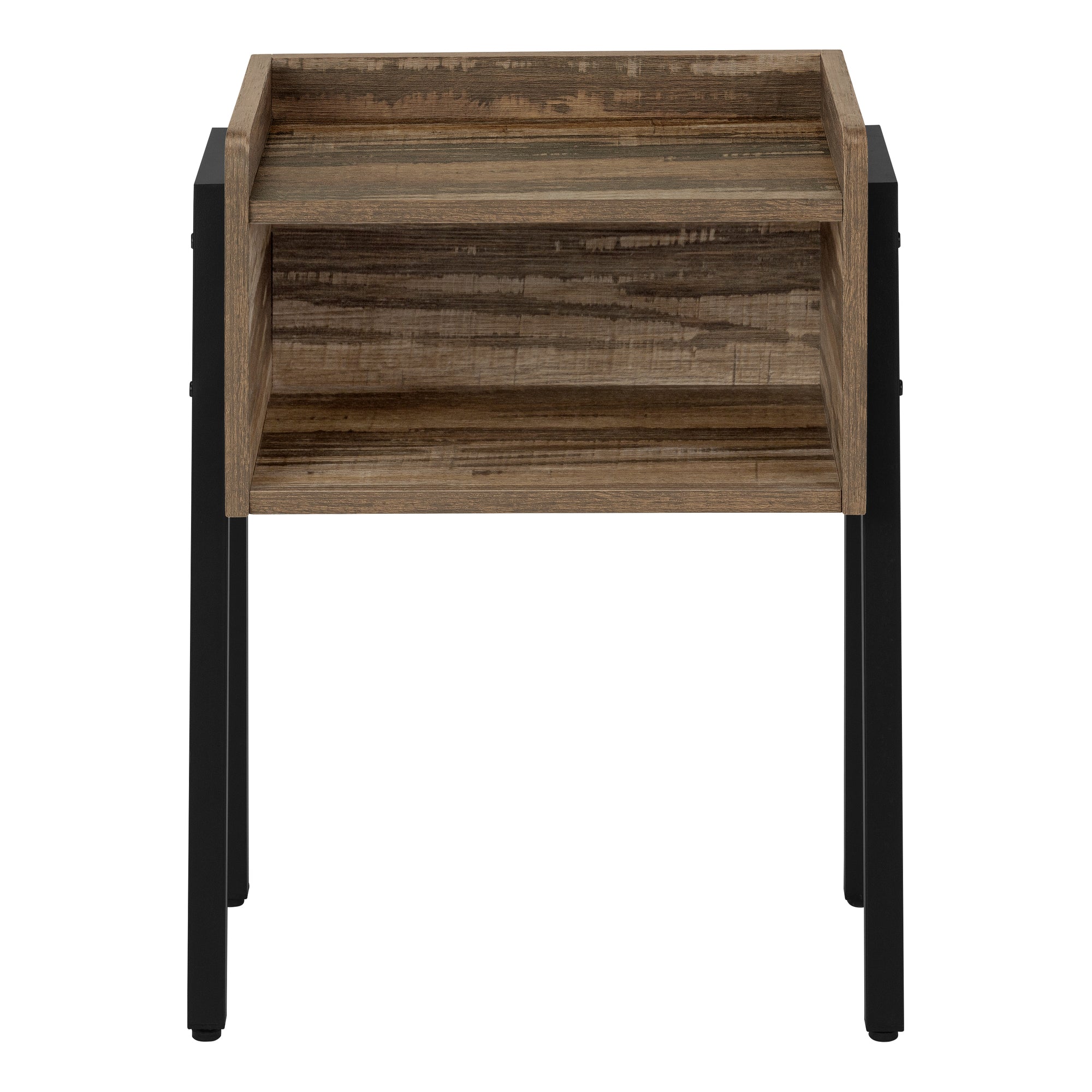 ACCENT TABLE - 23"H / BROWN RECLAIMED-LOOK / BLACK METAL