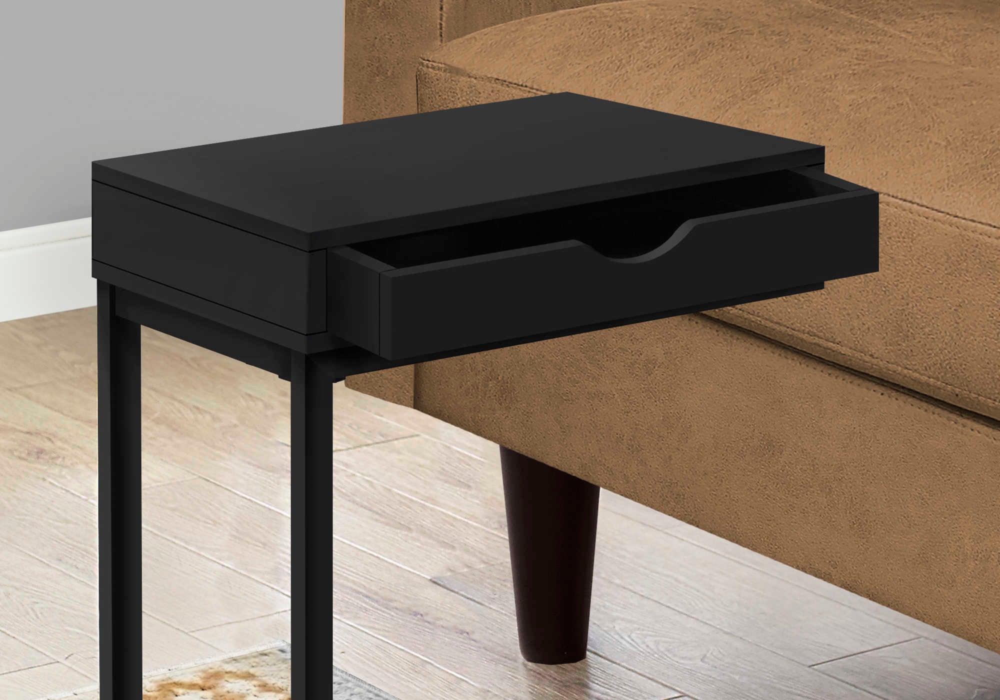 TABLE D'APPOINT - NOIR / MÉTAL NOIR AVEC TIROIR