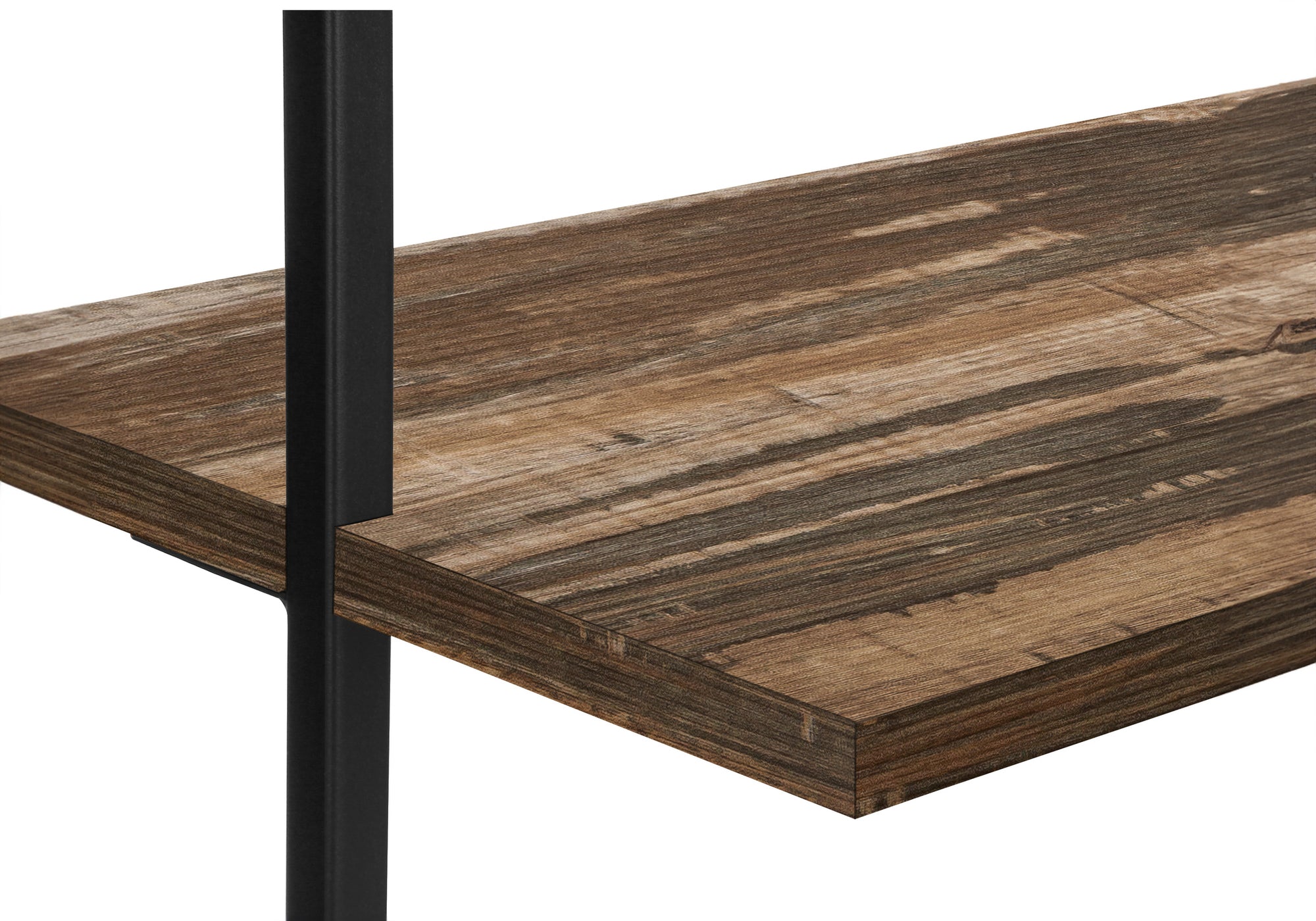 BIBLIOTHÈQUE - ÉCHELLE 72"H BRUN RÉCUPÉRÉ / MÉTAL NOIR