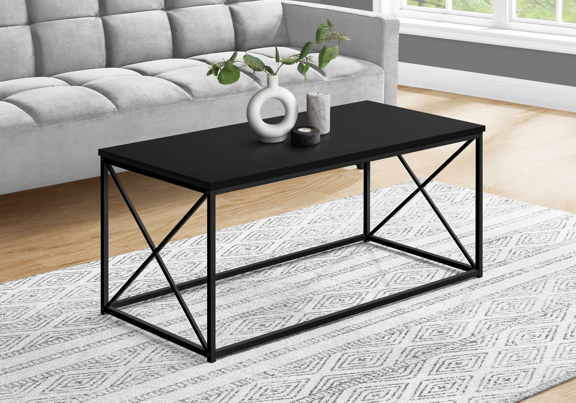 COFFEE TABLE - 40"L / BLACK / BLACK METAL