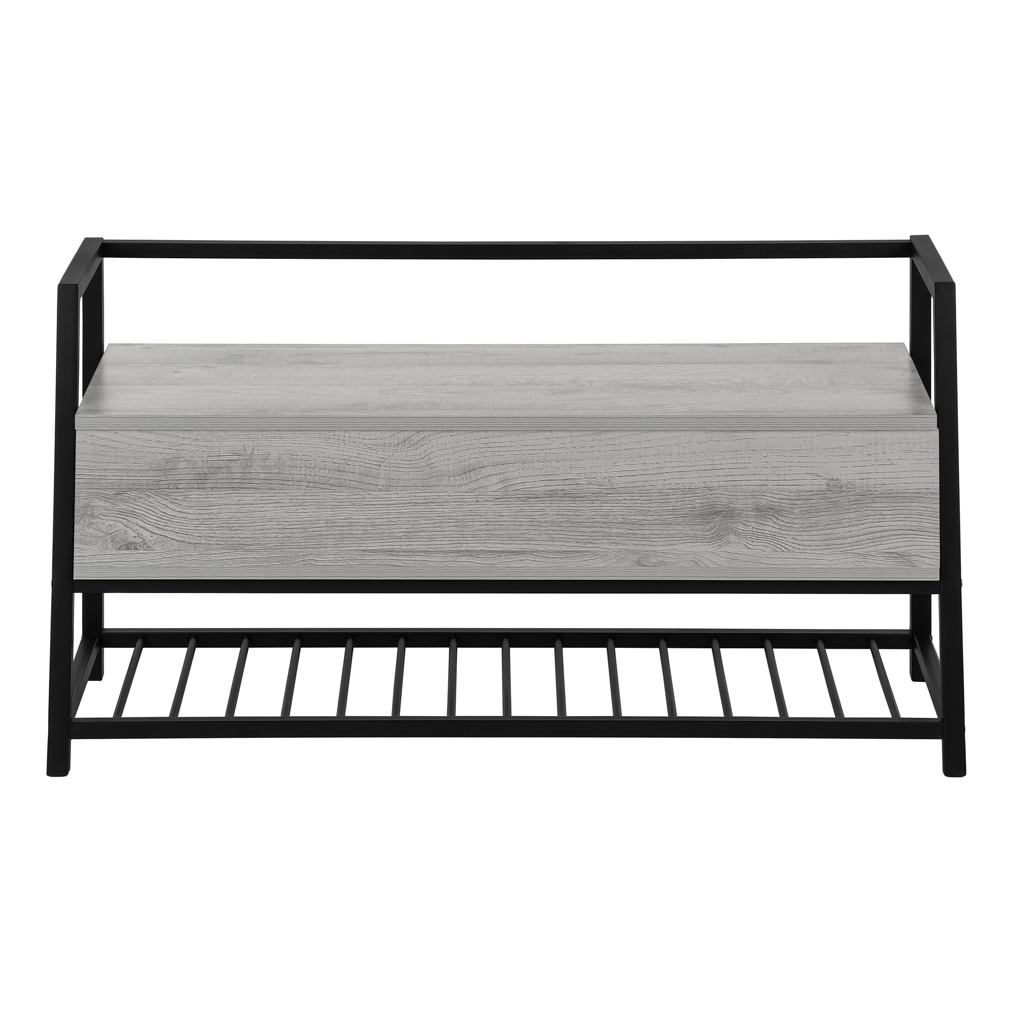 BENCH - 42"L / GREY STORAGE / BLACK METAL