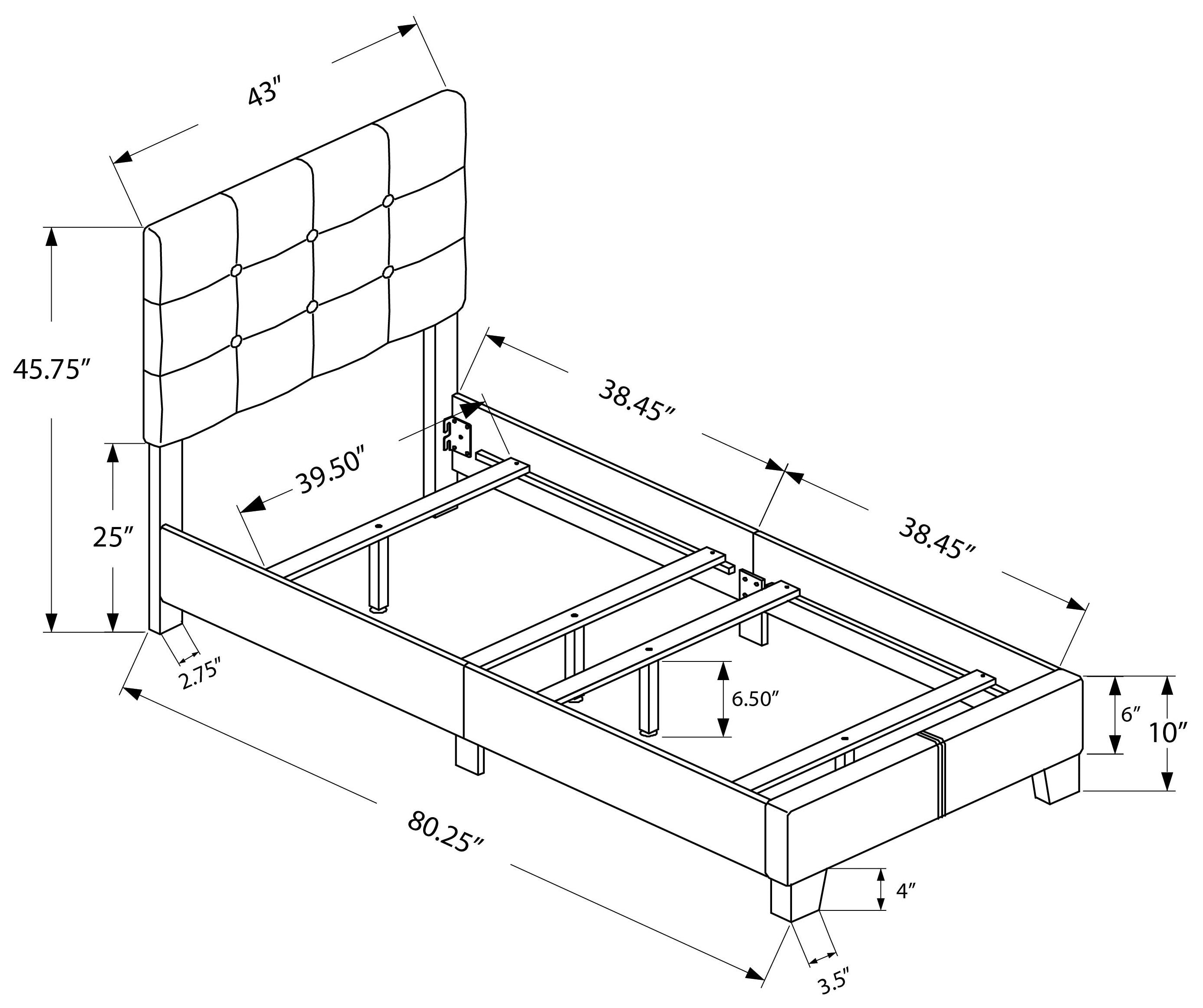 BED - TWIN SIZE / LIGHT GREY BOUCLE FABRIC