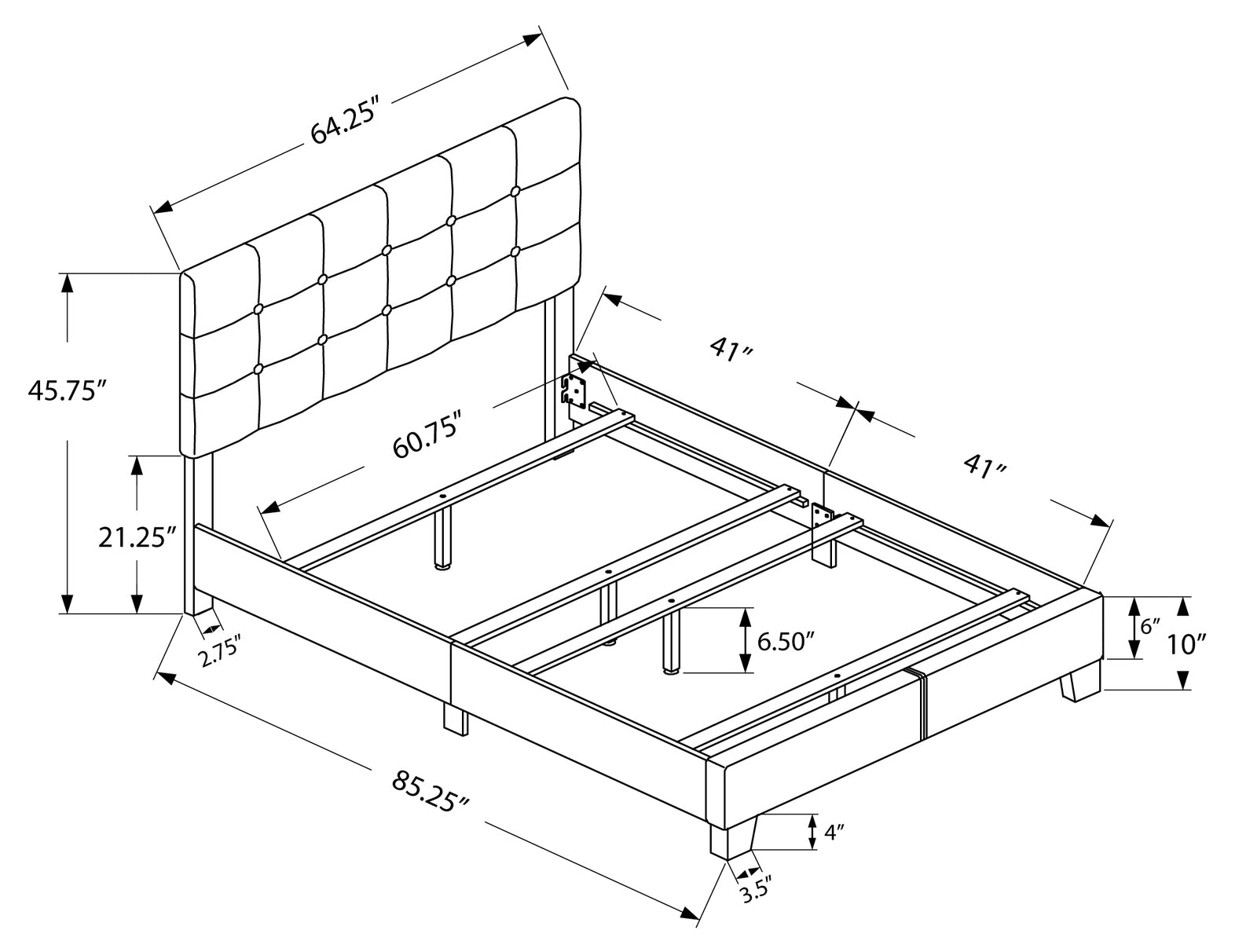BED - QUEEN SIZE / GREY LINEN