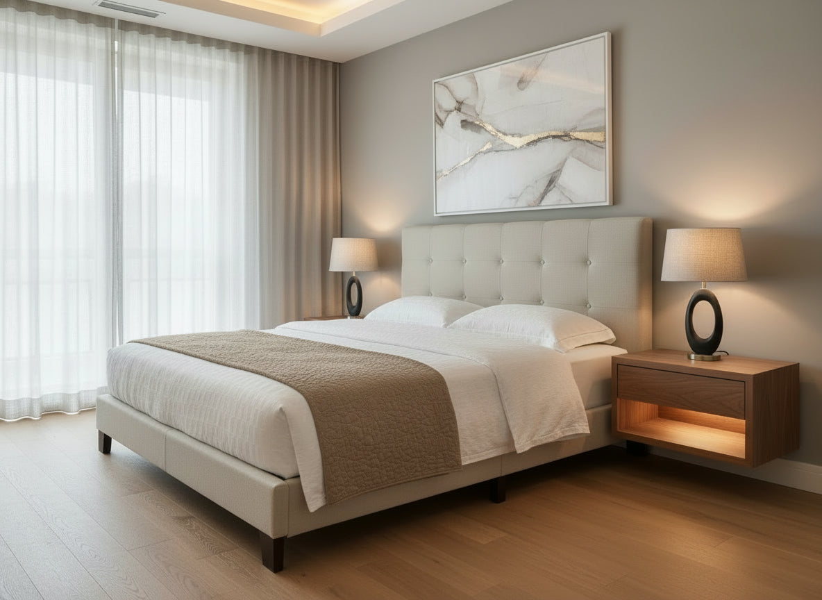 BED - QUEEN SIZE / GREY LINEN