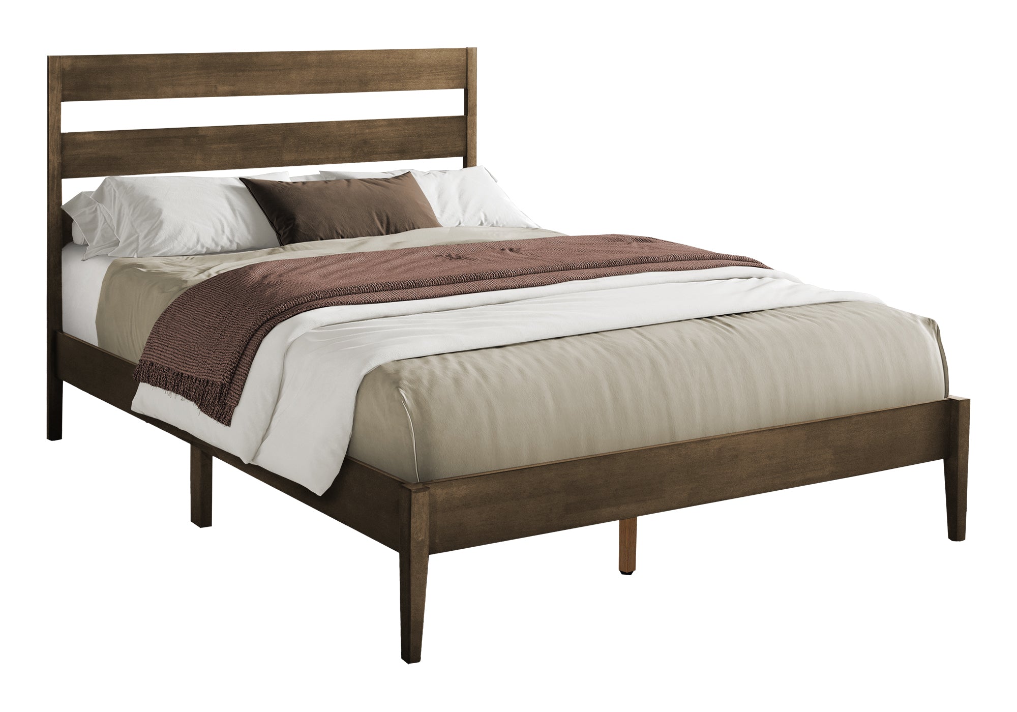 LIT - QUEEN SIZE / PLATEFORME EN BOIS MASSIF GRIS 