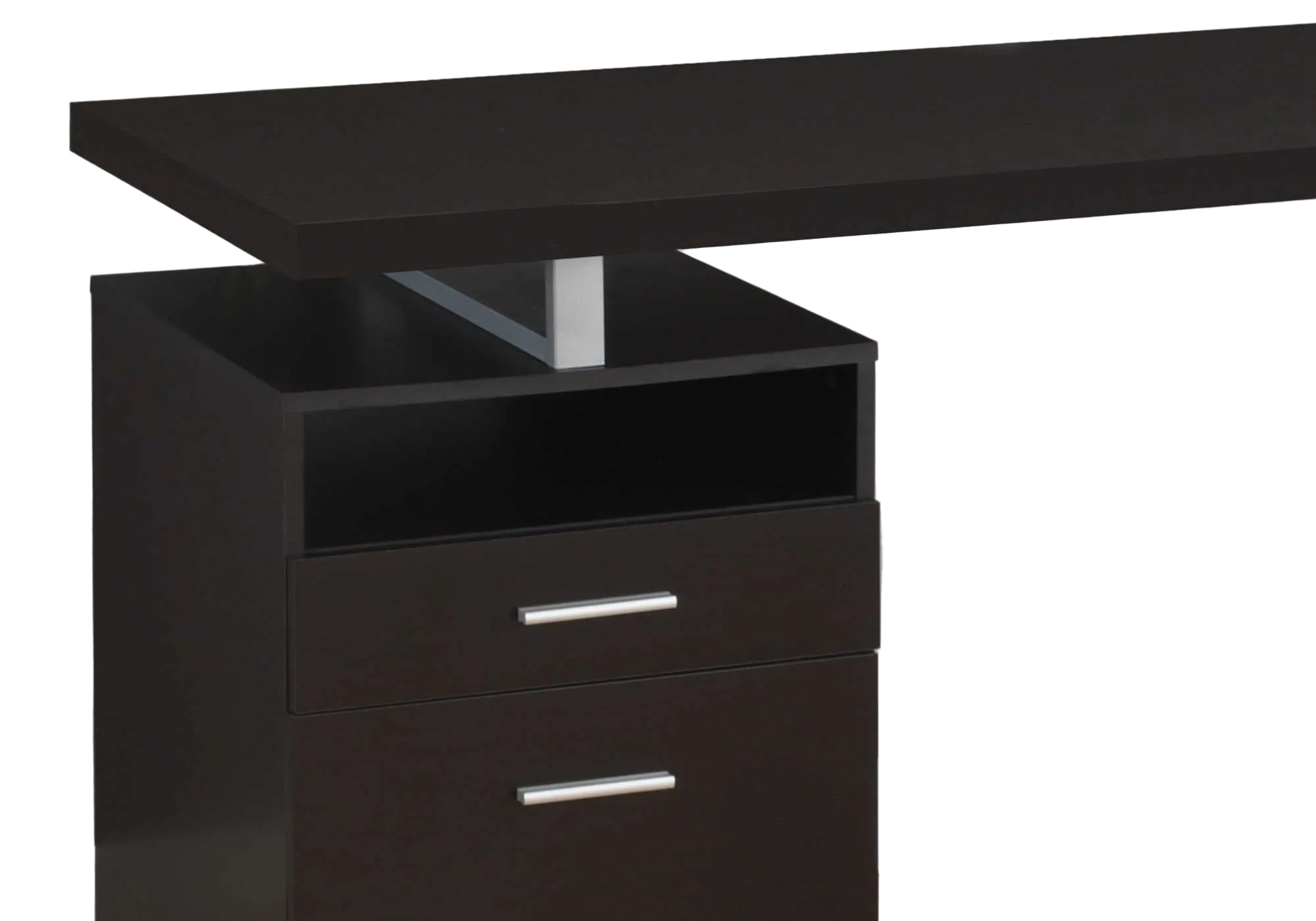 COMPUTER DESK - 60"L / ESPRESSO / SILVER METAL