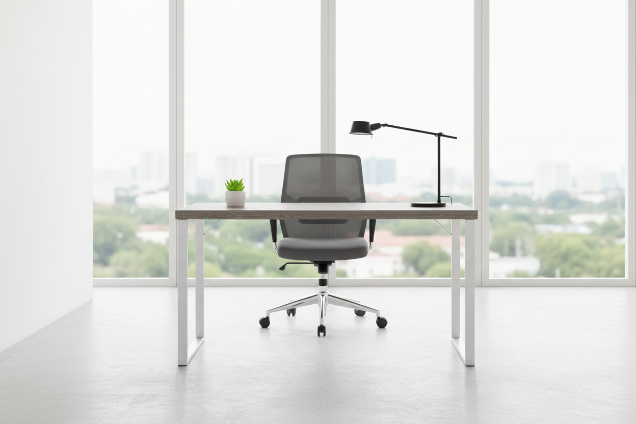 COMPUTER DESK - 48"L / ESPRESSO / SILVER METAL