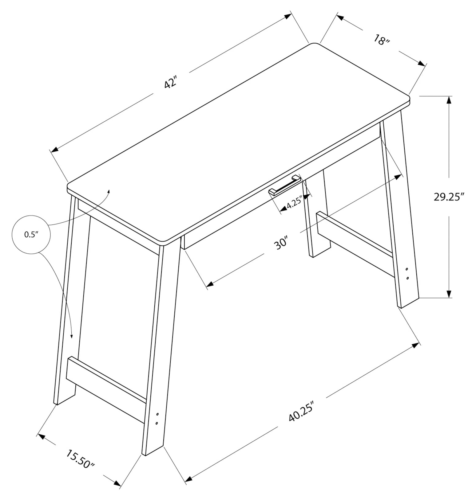 COMPUTER DESK - 42"L / ESPRESSO WITH A STORAGE DRAWER