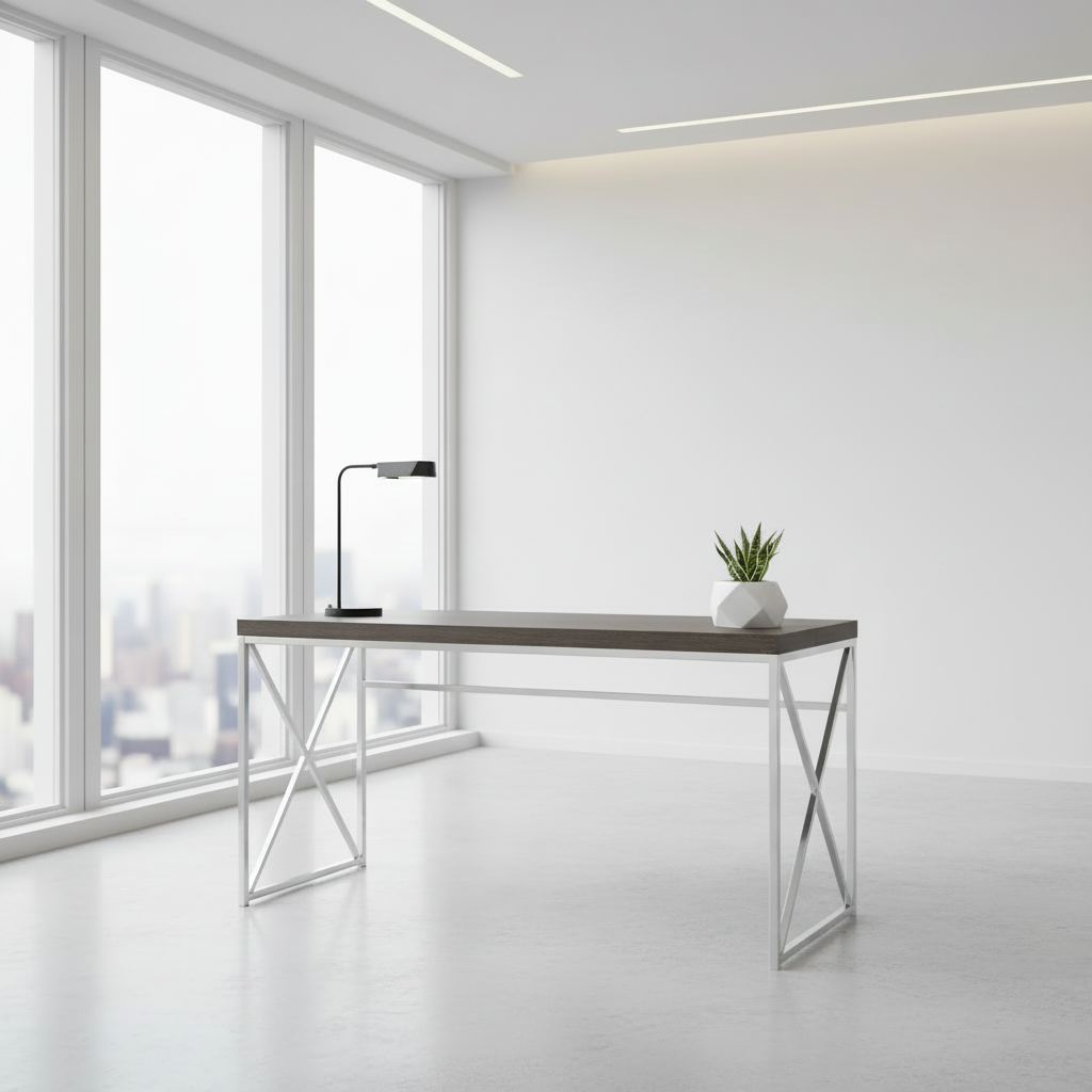 COMPUTER DESK - 48"L / ESPRESSO / GOLD METAL