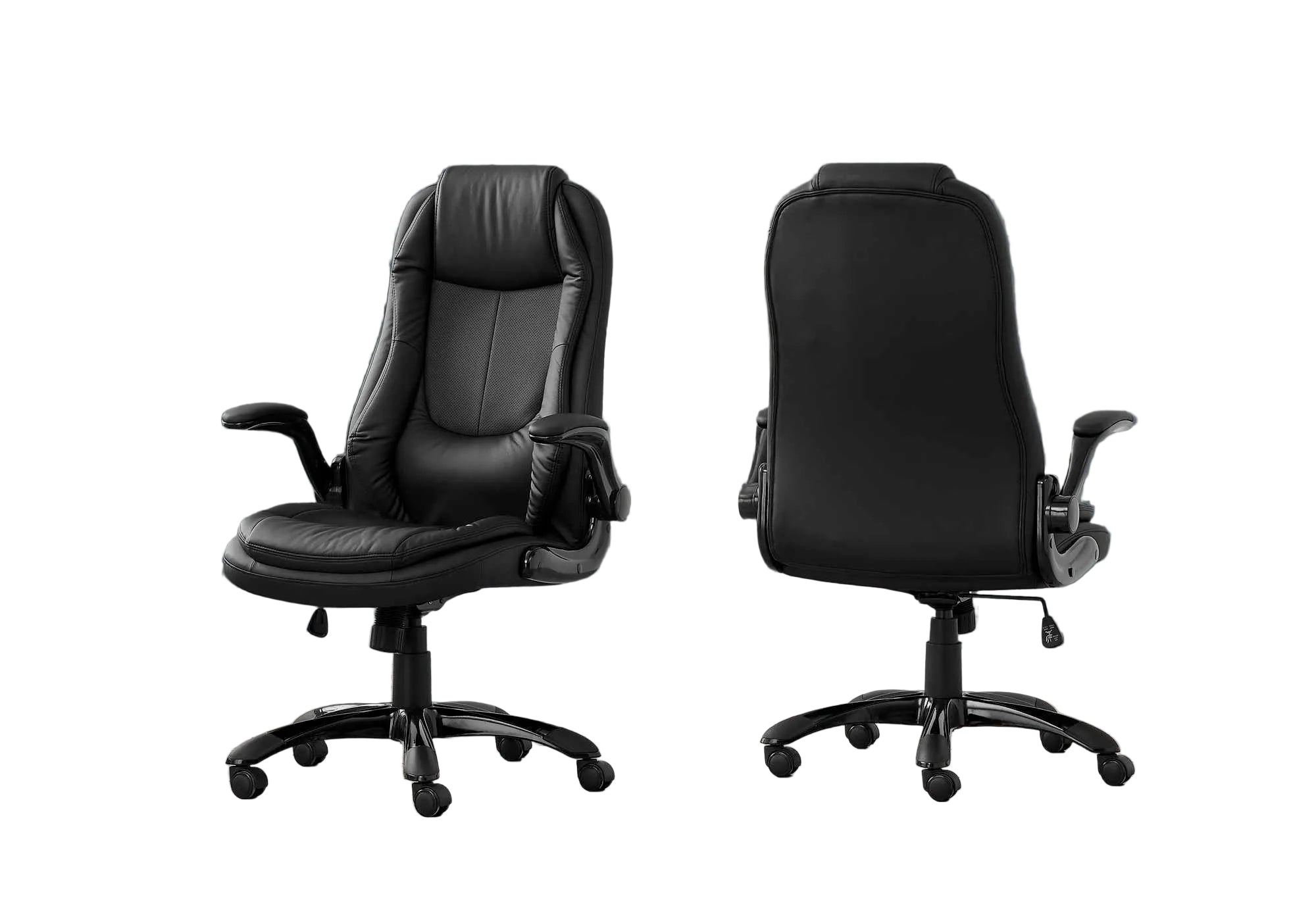 OFFICE CHAIR - BLACK LEATHER-LOOK / HIGH BACK EXECUTIVE