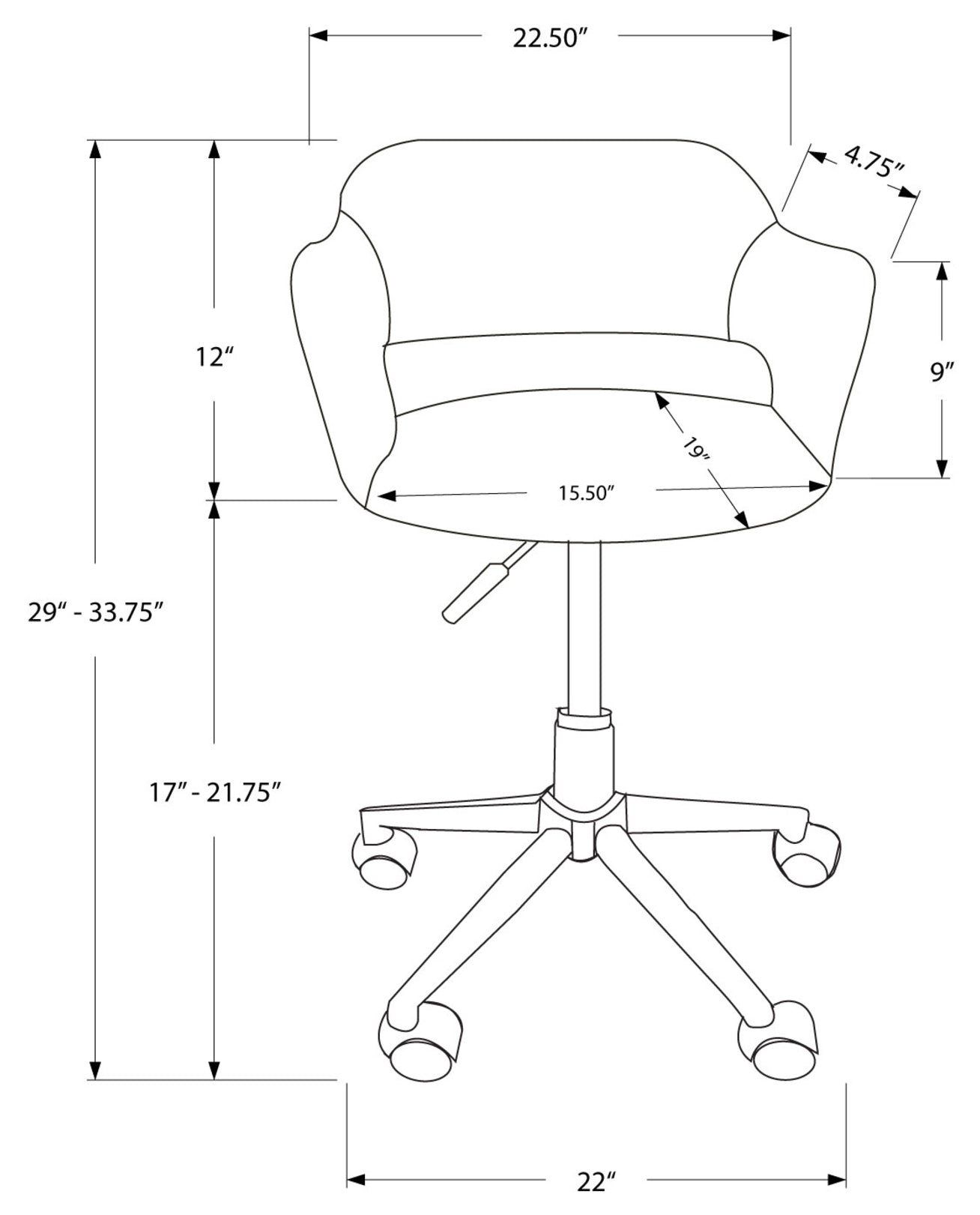 OFFICE CHAIR - WHITE / CHROME METAL HYDRAULIC LIFT BASE