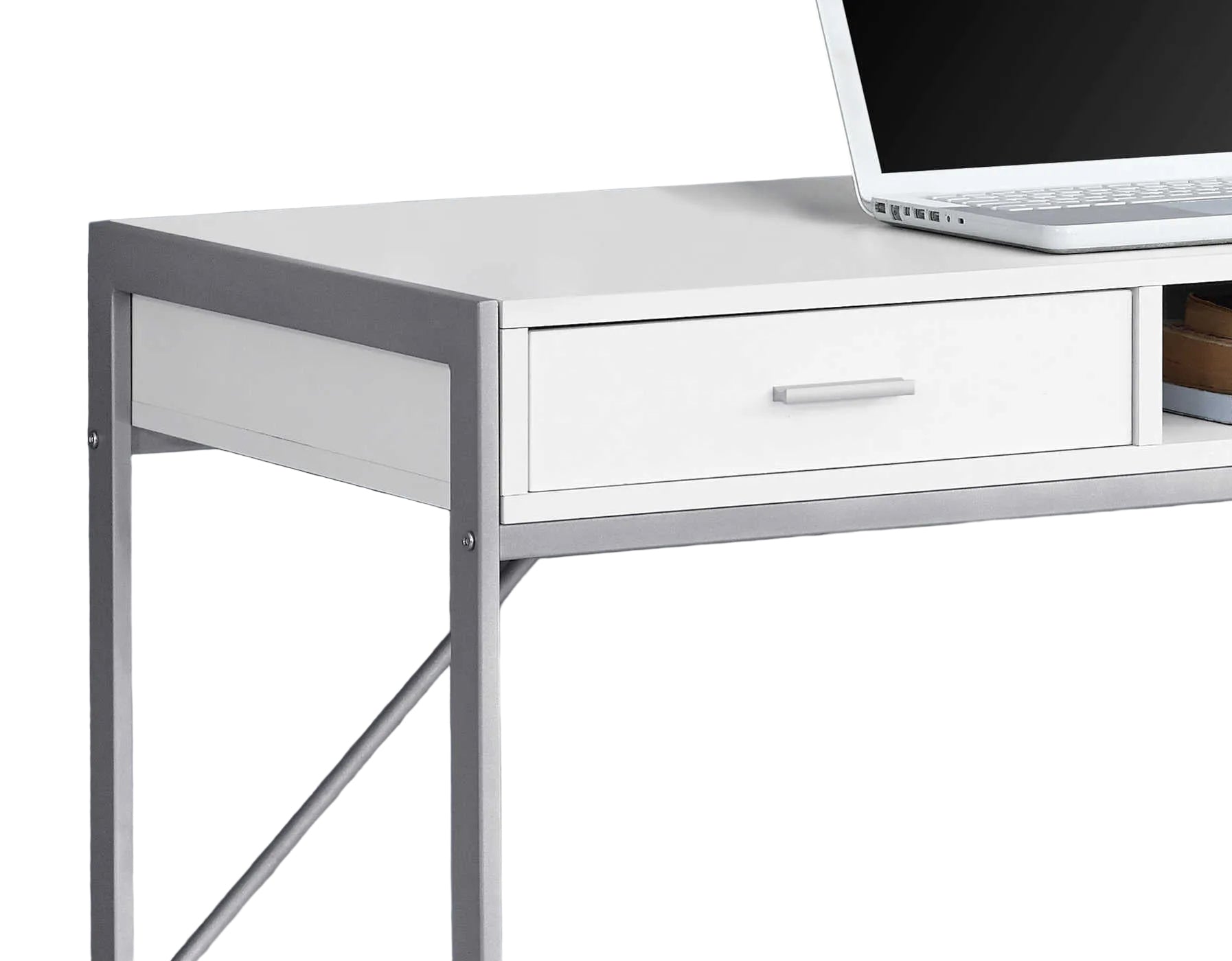 COMPUTER DESK - 48"L / WHITE / SILVER METAL