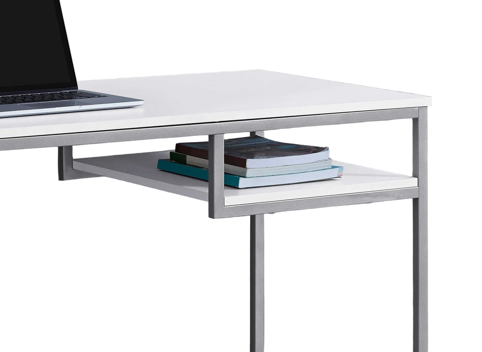 COMPUTER DESK - 48"L / WHITE / SILVER METAL