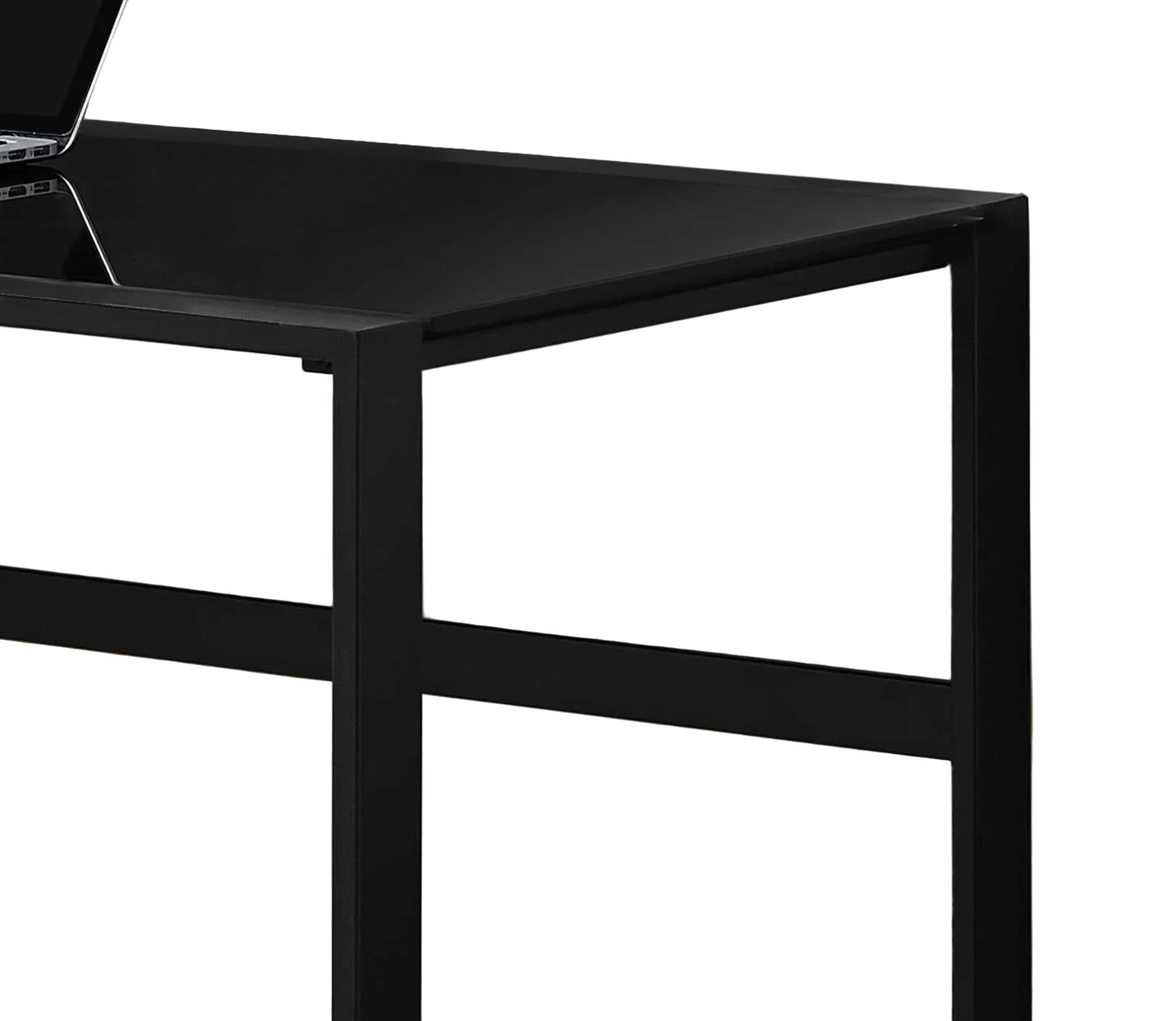 COMPUTER DESK - 48"L / BLACK METAL / BLACK TEMPERED GLASS