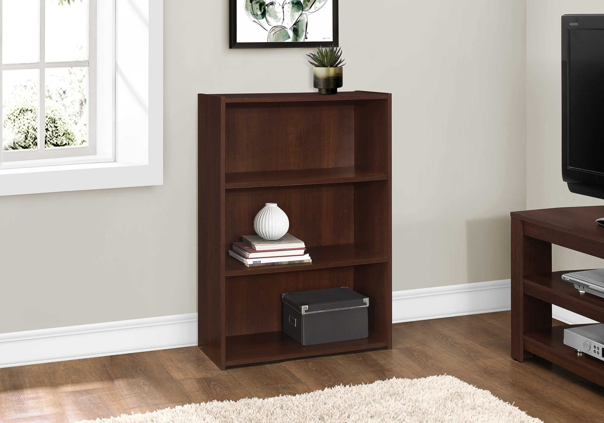 BOOKCASE - 36"H / CHERRY WITH 3 SHELVES