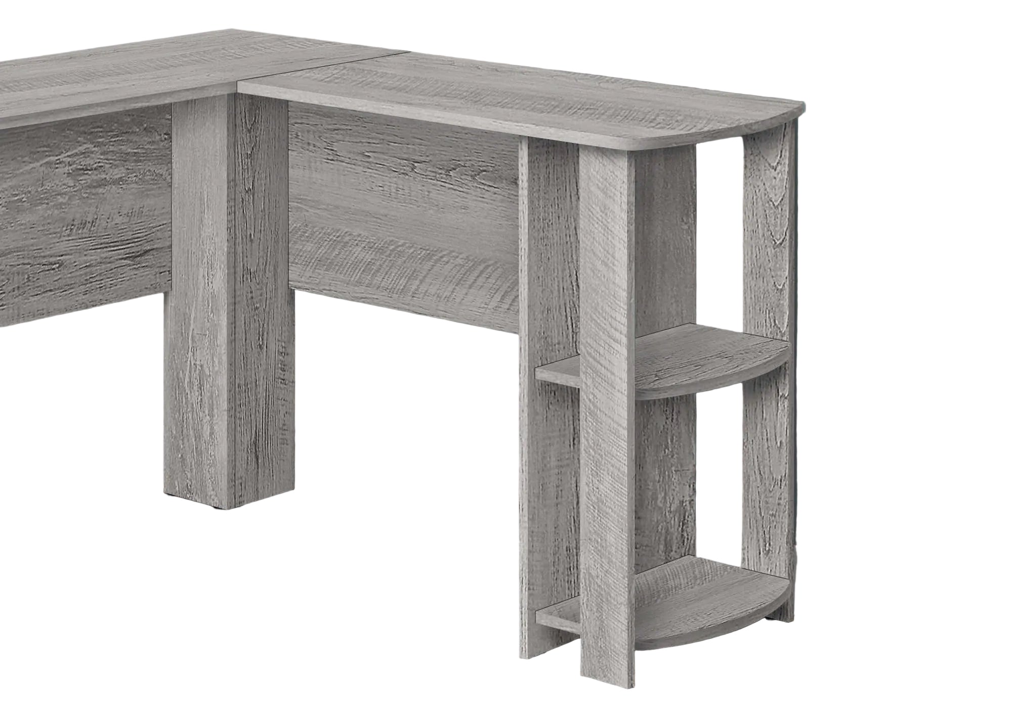 BUREAU D'ORDINATEUR - GRIS INDUSTRIEL EN L D'ANGLE/2 ÉTAGÈRES