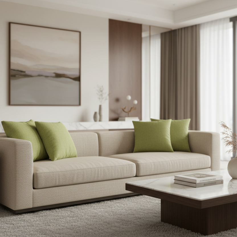 PILLOW - 18"X 18" / PATTERNED LIGHT GREEN / 1PC