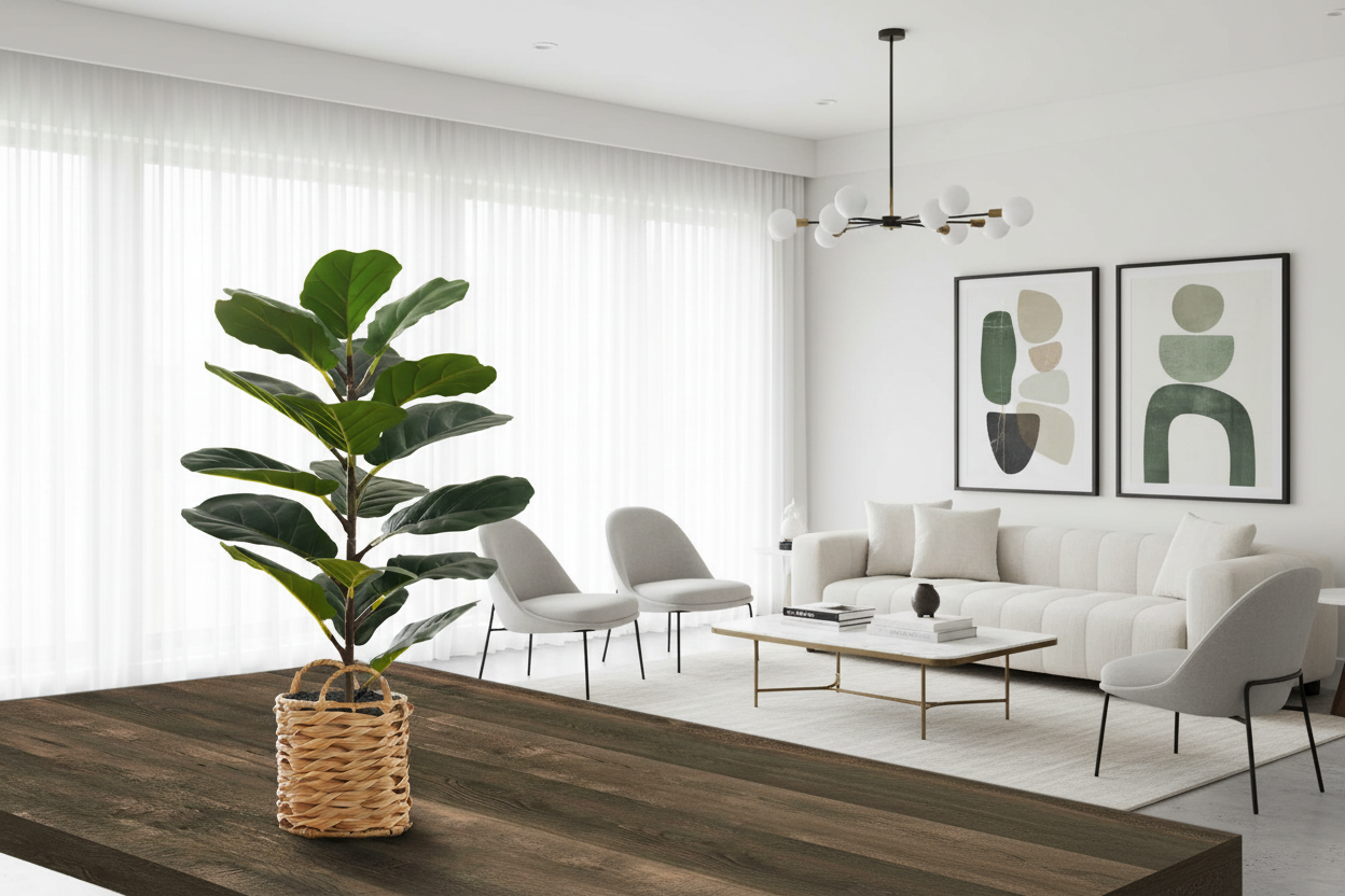 PLANTE ARTIFICIELLE - 28"H / VIOLONCELLE D'INTÉRIEUR / PANIER TISSÉ DE 8"