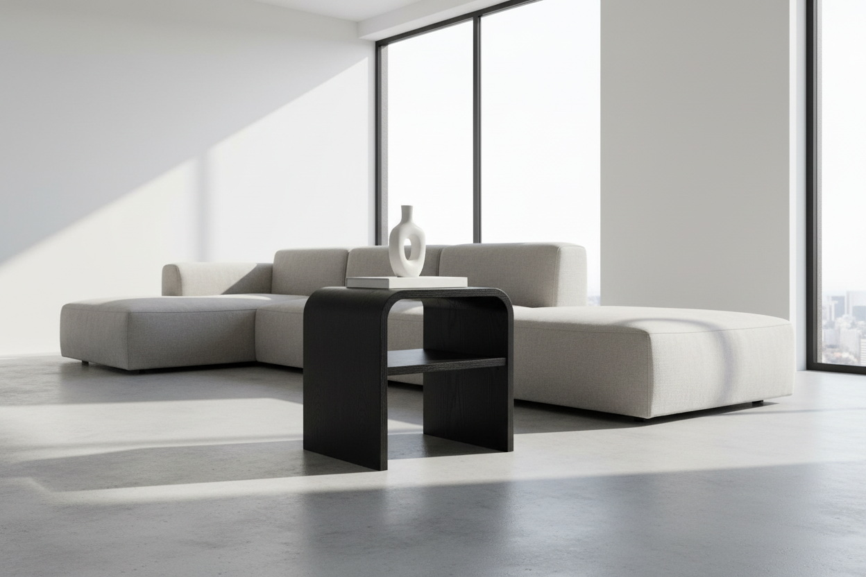 Table d'appoint JEFFREY GY-ET-CC01, finition placage frêne noir