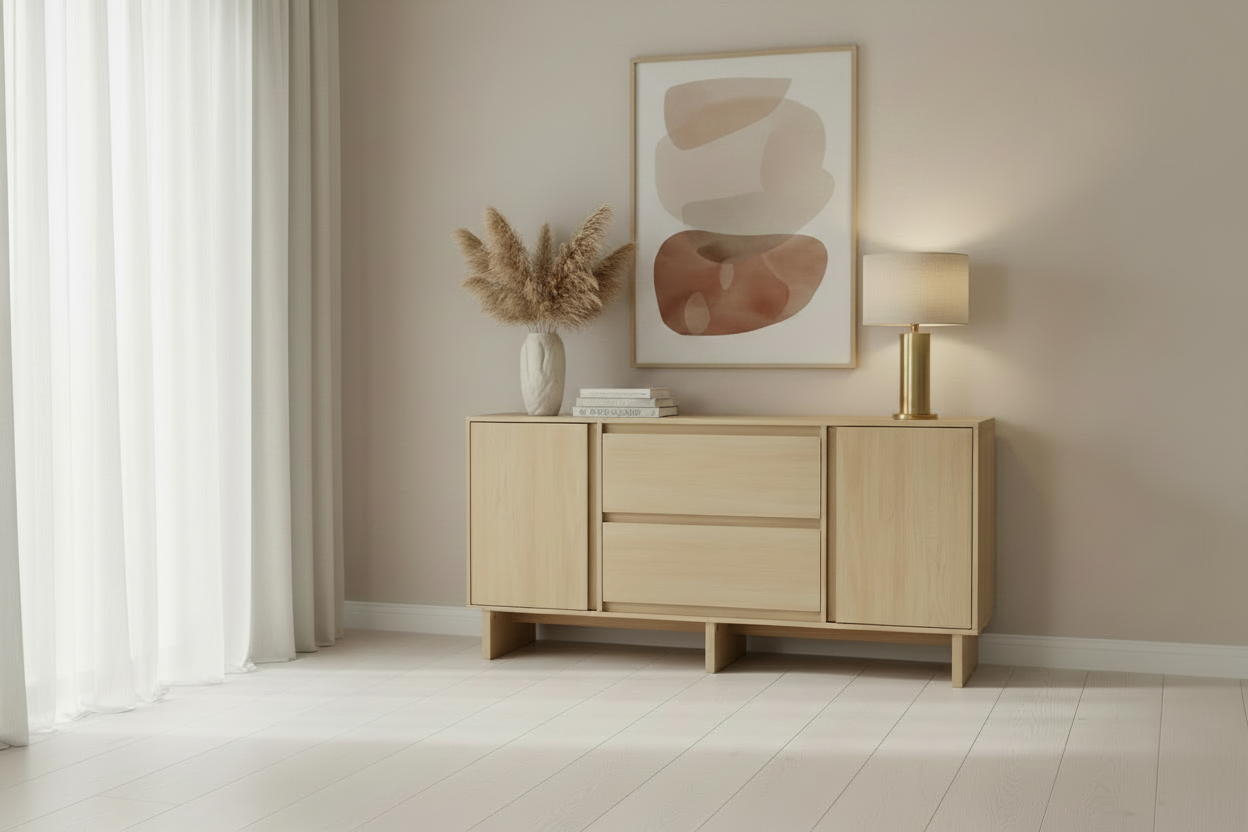 Alana Modern Coastal Oak Buffet