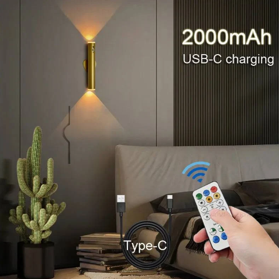 Applique murale LED rechargeable sans fil avec télécommande – Lampe de lecture moderne pour salon