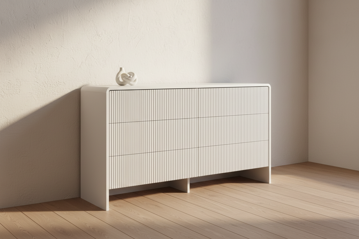 Modern Fluted 6-Drawer Dresser