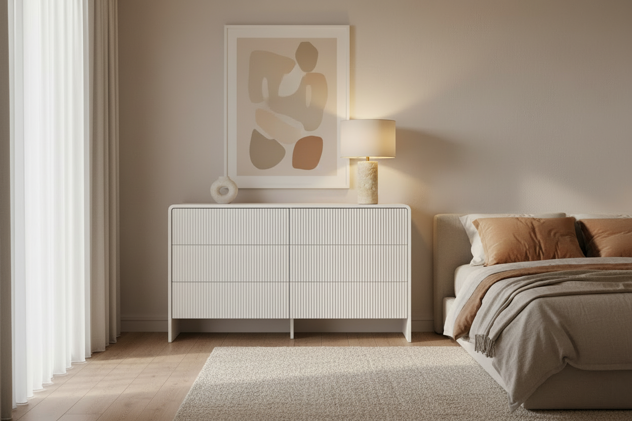 Modern Fluted 6-Drawer Dresser